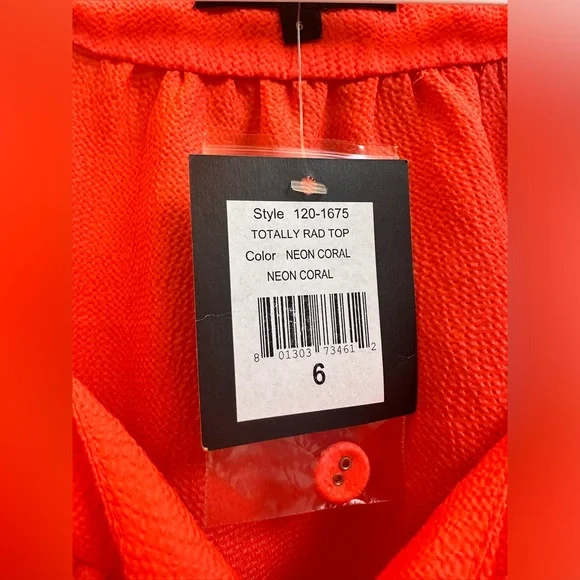 Nanette Lepore Neon Coral Totally Rad Top Size 6 - Picture 8 of 8